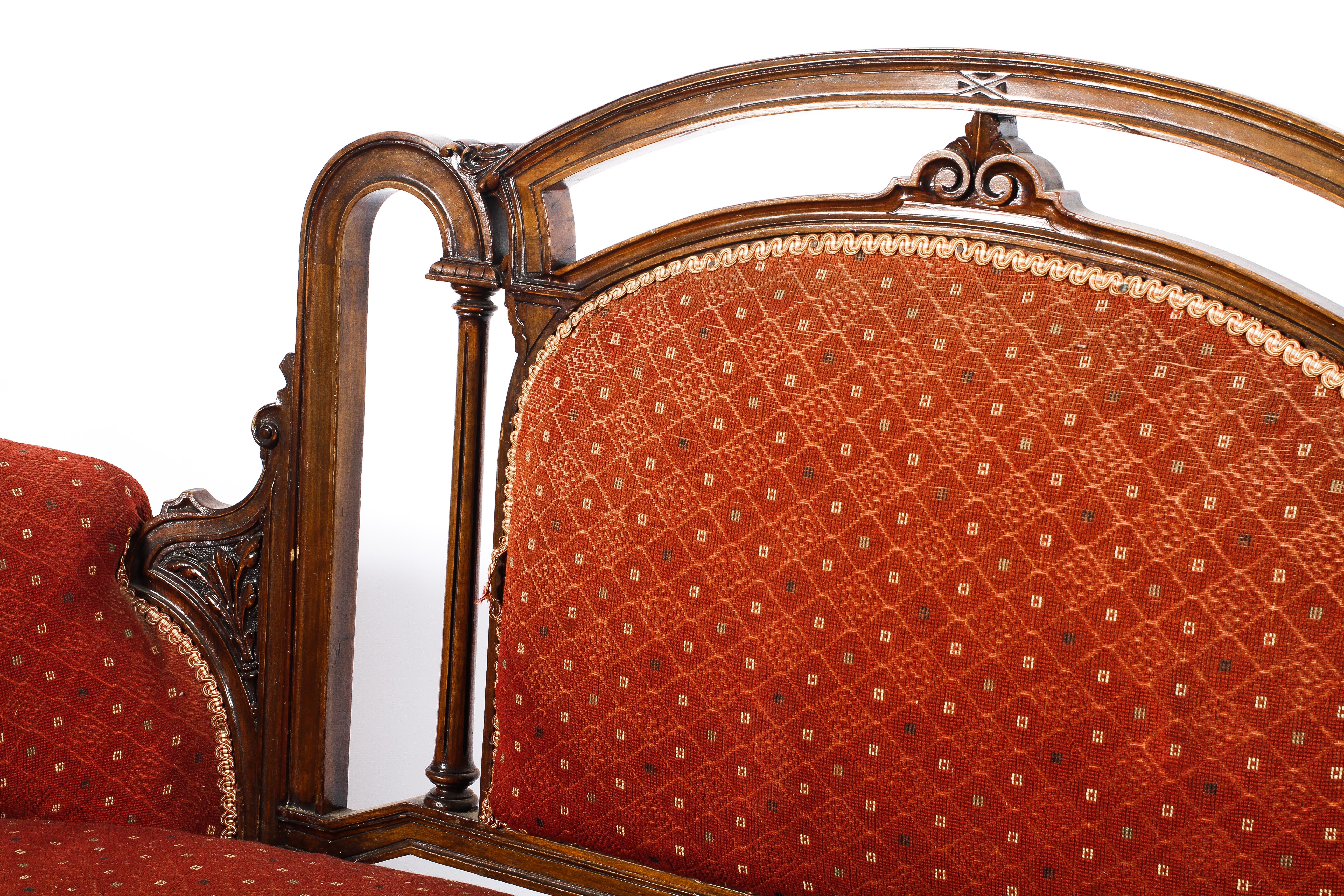 A Victorian walnut framed upholstered sofa, - Image 2 of 2