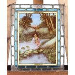 A Victorian stained glass panel, of rectangular form,