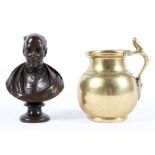 A bronze bust and a bronze Grand Tour vessel,
