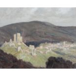 Philip Gregory Needell (1886-1974), Evening Light at Corfe Castle, oil on paper,