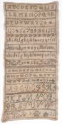 A William IV alphanumeric sampler, worked in cross stitch,