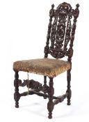 A Carolean style carved oak child's chair, early 20th century,