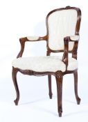 French Louis XV style oak carved armchair, late 19th/early 20th century,