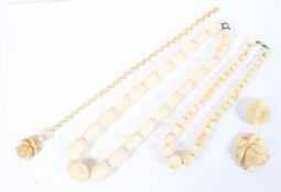 Five pieces of 19th century ivory jewellery