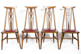 A set of four Ercol style oak kitchen chairs, circa 1970,