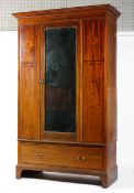 A late Victorian mahogany marquetry wardrobe,