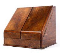 A Victorian burr walnut stationary box,