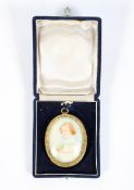 Anne Taylor, portrait miniature of a girl holding a posy, watercolour on ivory,