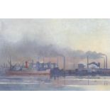 OB Reynolds (British, 20th century), Industrial Cityscape, oil on canvas, signed lower left,