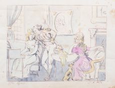 Attributed to Thomas Rowlandson (British, 1757-1827) pen and watercolour, The Rivals,