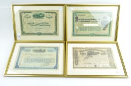 Four late 19th/early 20th century railroad bond certificates,