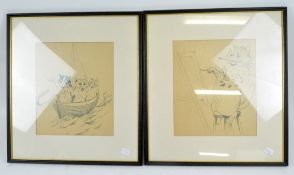Two Louis Wayne illustrations, the prints depicting cats engaging in various activities,