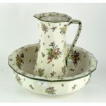 A Royal Doulton washing bowl and water jug, both in the 'Olds Leed Spray' pattern,