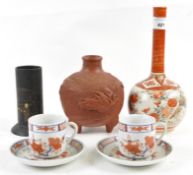 A collection of Asian ceramics and collectables, including a Kutani vase, a Yixing pot, and more