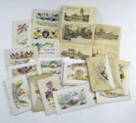A collection of early 20th century embroidered postcards