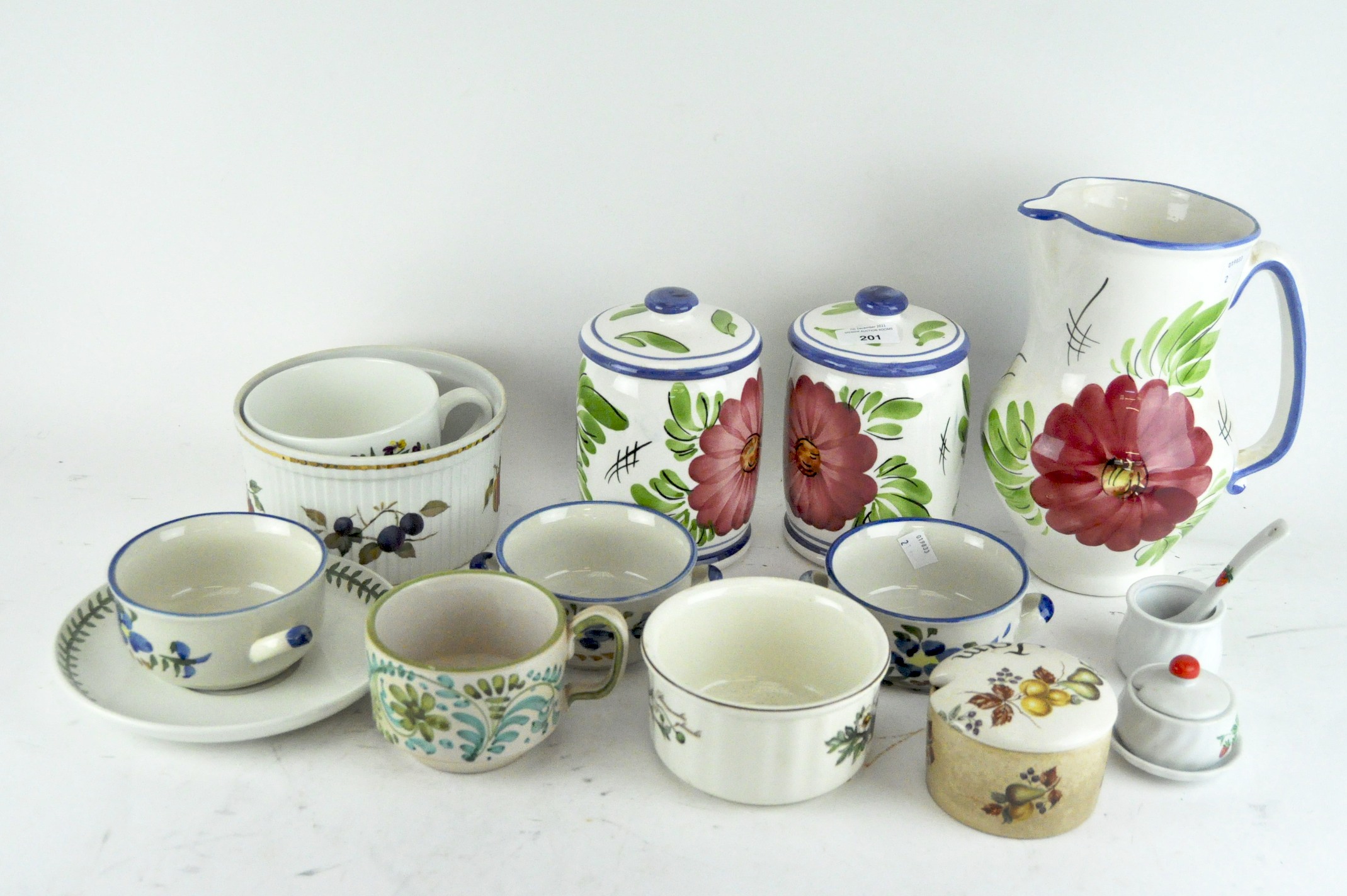 A collection of ceramics, including a Royal Worcester Evesham pie dish,