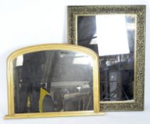 Two large contemporary gilt mirrors, one of rectangular form,