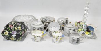 A Japanese eggshell porcelain part tea service, Royal Doulton flower basket, and more