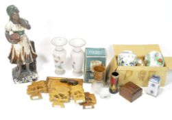 A quantity of ceramics and collectables, to include a pair of glass vases, and more