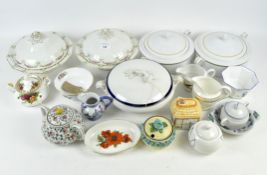 A group of kitchen ceramics, to include five tureens by Booths and others, jugs,