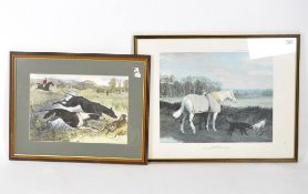 Two 20th century sporting prints, each showing horses and hounds, both framed and glazed,