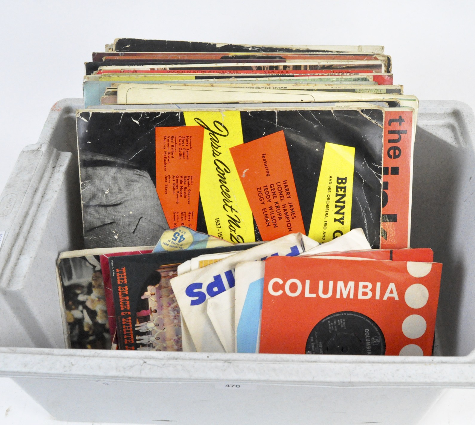 A collection of vintage vinyls, including Gilbert & Sulllivan, Show Time, Music Man,