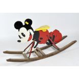 A child's ride-on rocker, the structure painted as and modelled in the shape of Mickey Mouse,