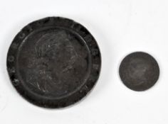 A Cartwheel penny and half 1847 half farthing
