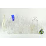 A collection of contemporary glassware, to include spirit glasses, champagne flutes, beakers,