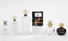 Six vintage perfume bottles, including glass Lalique example, Givenchy,
