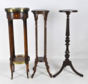 Three 20th century jardiniere stands, all with circular tops,
