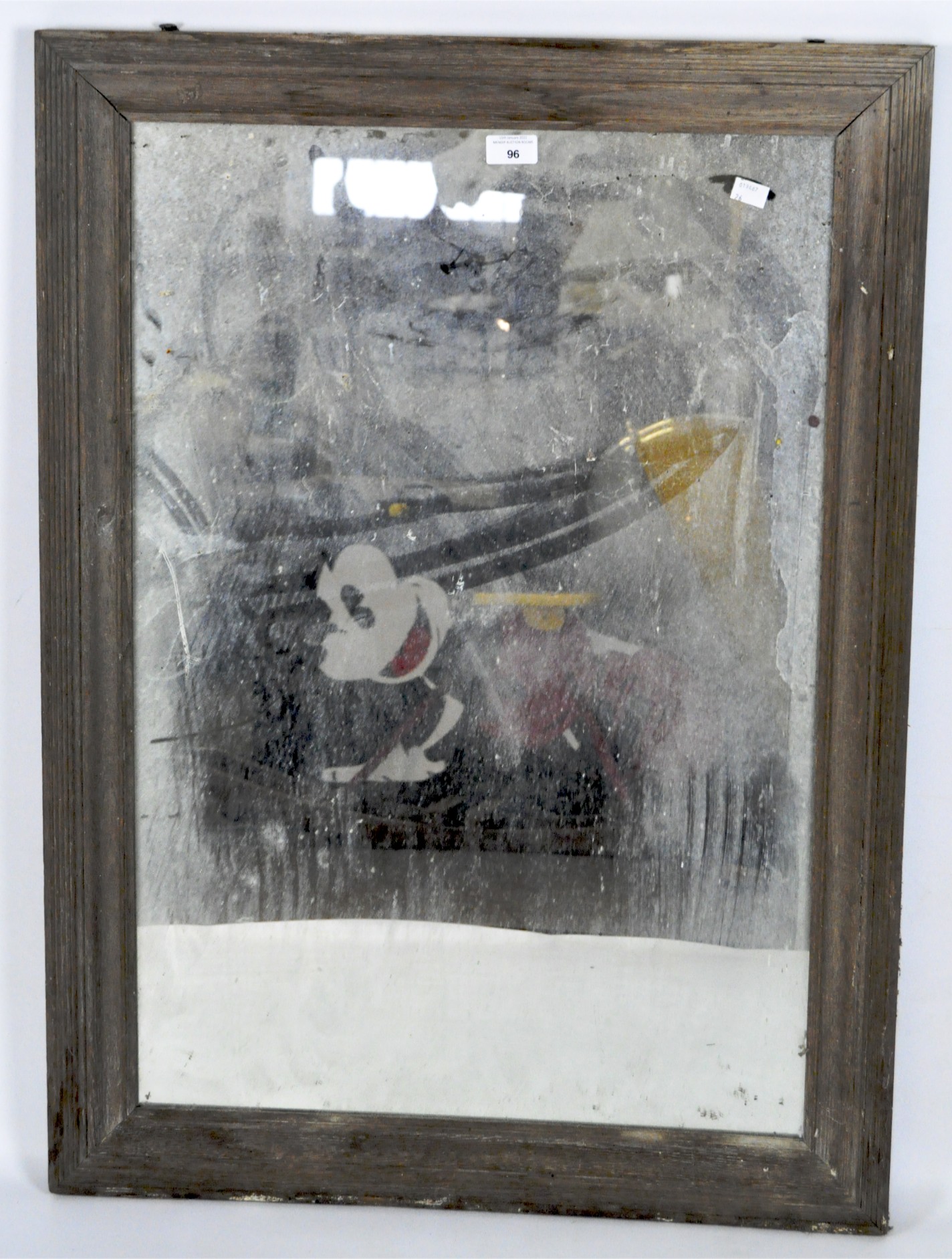 A vintage rectangular wall mirror with profiled wood frame, 93cm x 67.