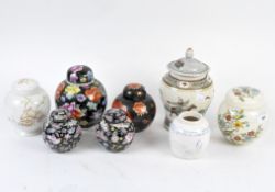A collection of ceramic ginger jars, to include Chinese examples and one by Sadler,