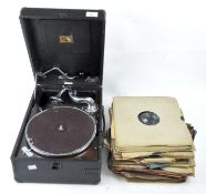 A 20th century HMV record player in original case,