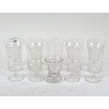 A selection of glassware, including four cut glass aperitif glasses with engraved decoration,
