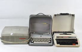 Three vintage typewriters including a Karl Benz 'Brother' 760TR,