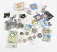 A collection of coins and bank notes, 20th & 21st century examples of assorted worth,