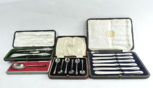 A collection of silveware, to include a cased set of silver coffee spoons,