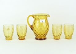 A mid 20th century glass lemonade set, the set comprising of a jug and four glasses,