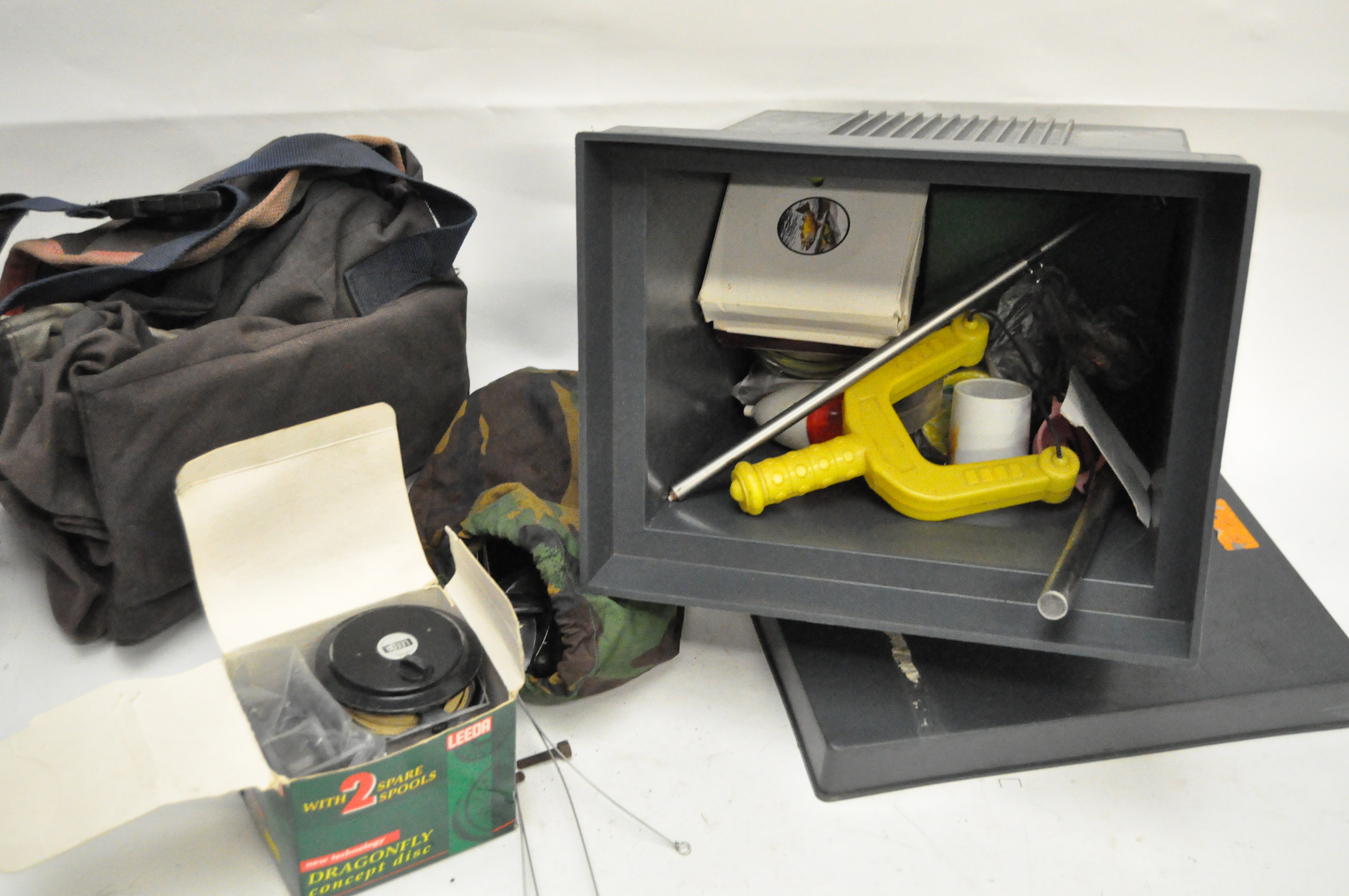 A collection of fishing rods and equipment, including a holdall, a seat box and accessories, - Image 2 of 2