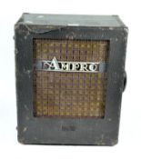 A mid century Ampro magnavox speaker, label to the side reading 'Ampro speaker U series',