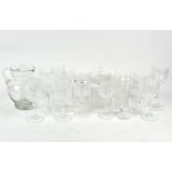 A collection of glassware, to include wine glasses, a vase,