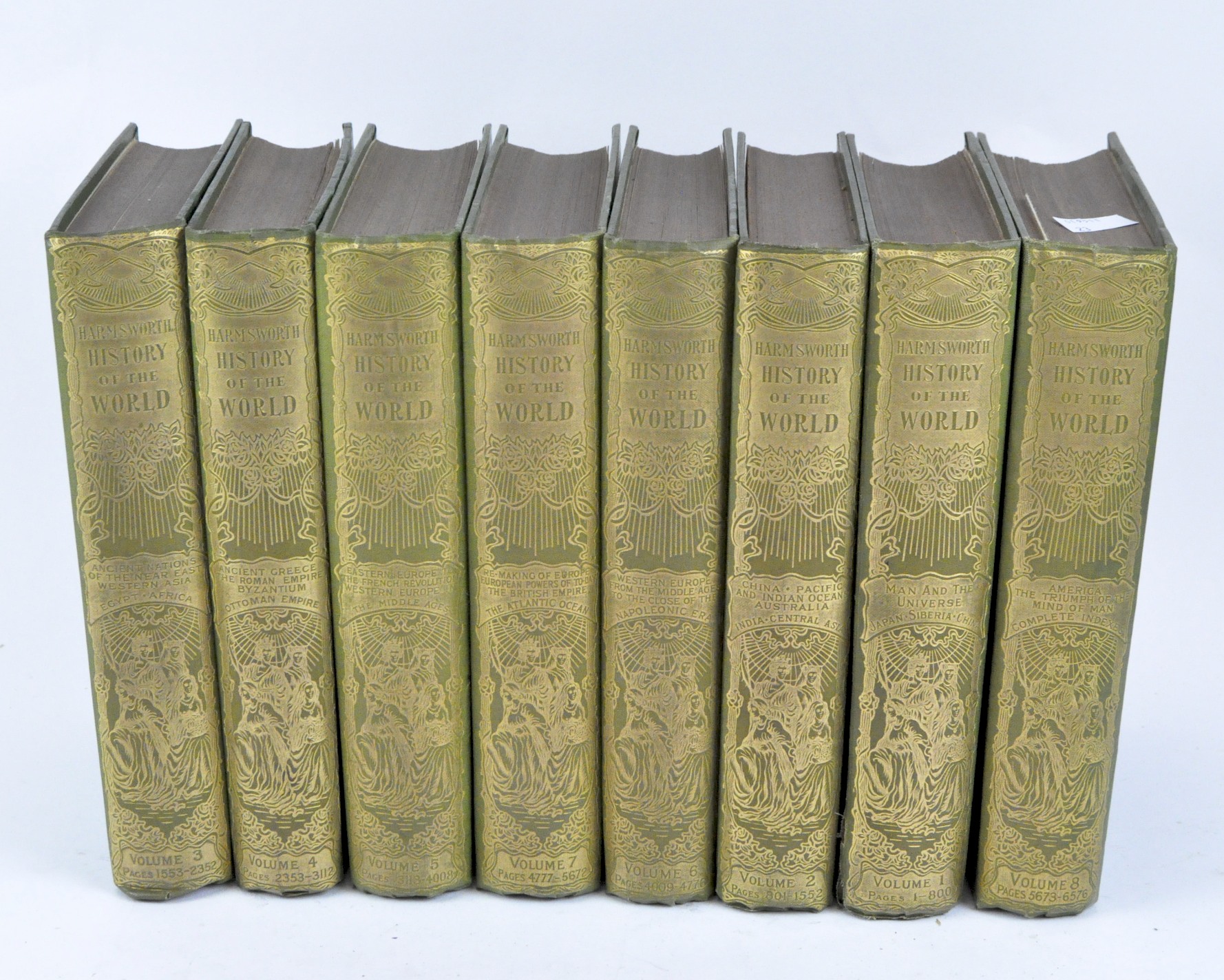 Eight volumes of 'Harmsworth History of the World', published at Carmelite house, London,