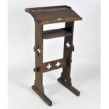 An oak preacher' stand or pulpit, with pierced decoration,
