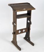 An oak preacher' stand or pulpit, with pierced decoration,