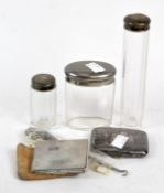 A selection of vanity items, to include a hallmarked silver cigarette case,