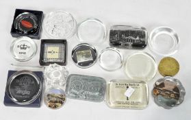 Assorted glass paperweights, including Bristol water, Leonard Cheshire foundation and others
