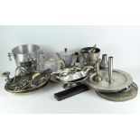 A collection of 19th & 20th century silver plate and metalware, to include an ice bucket, flatware,