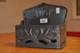 An early 20th century copper 'Post' wall hanging box,