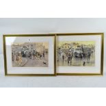 Two Martin Alford limited edition signed prints, both depicting figures around a Babycham lorry,